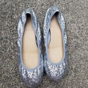 J crew sparkly silver flats